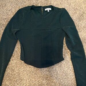 White Birch Sparkling Dark Green Blouse